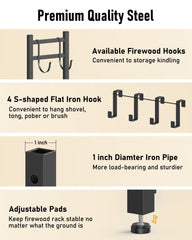 Brightown removable hooks and tool hangers displayed, organize kindling and fireplace tools