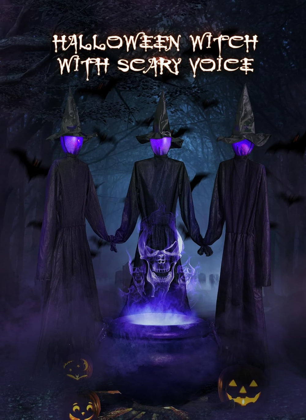 Brightown assembled witches in front yard, demonstrates easy outdoor display setup