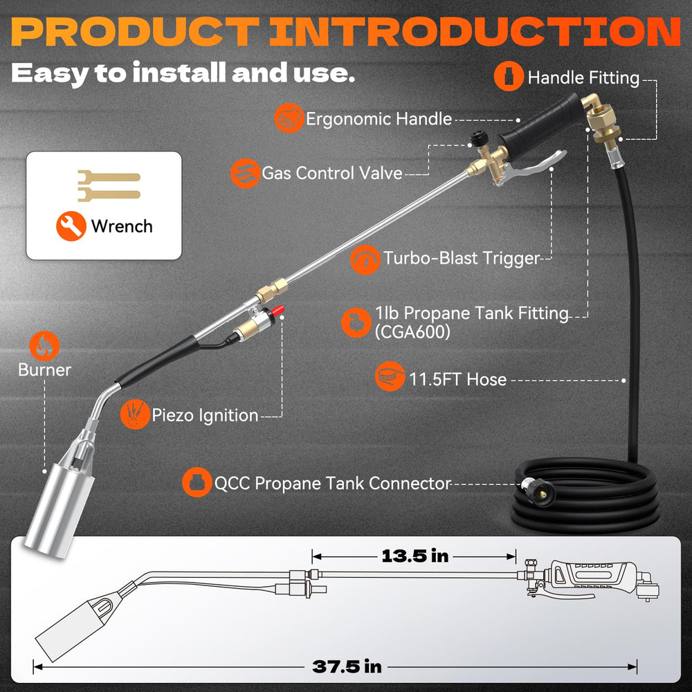 Brightpik fully assembled long-reach torch for standing use that minimizes back strain