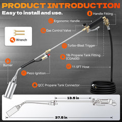 Brightpik fully assembled long-reach torch for standing use that minimizes back strain