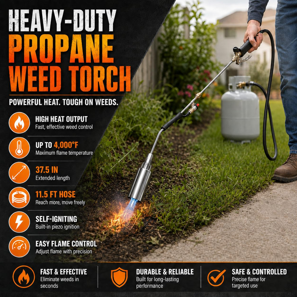 Brightpik close-up of metal wand and nozzle highlighting durable construction and precise flame