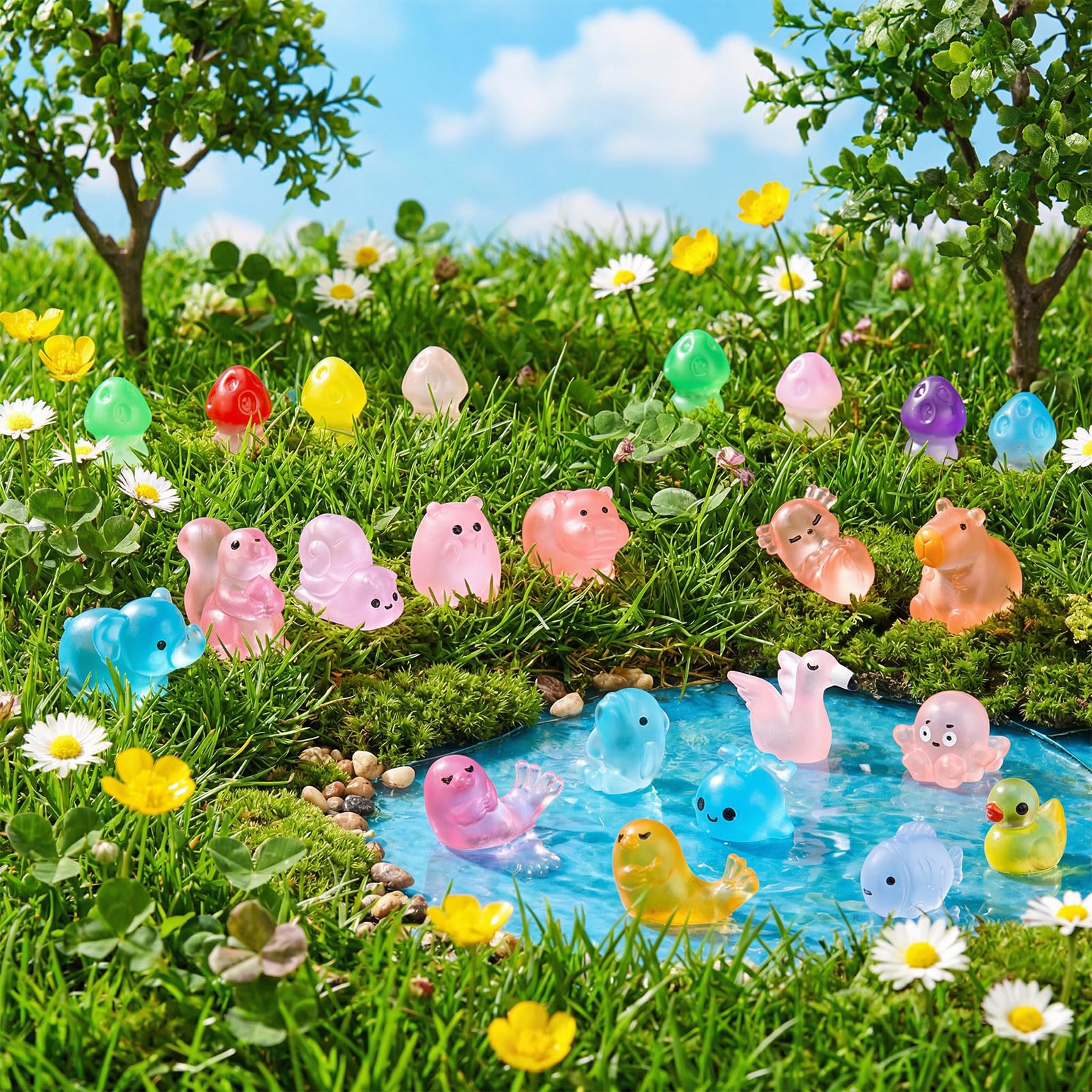 BrightRow mini resin animals used in a DIY craft project with glue