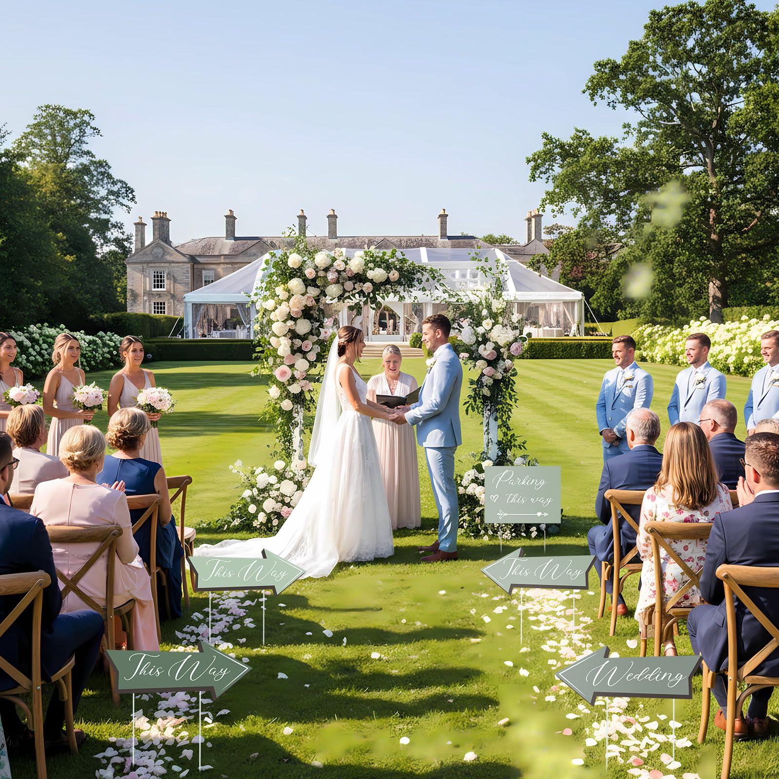 BrightRow outdoor ceremony with signs directing guests, improving arrival flow