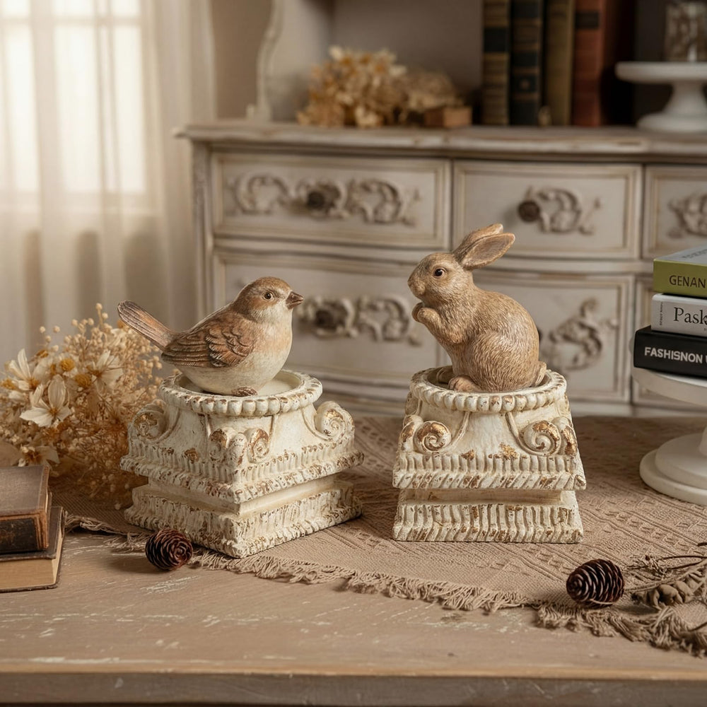 BrightRow pedestal staged with dried flowers demonstrating romantic, aged styling