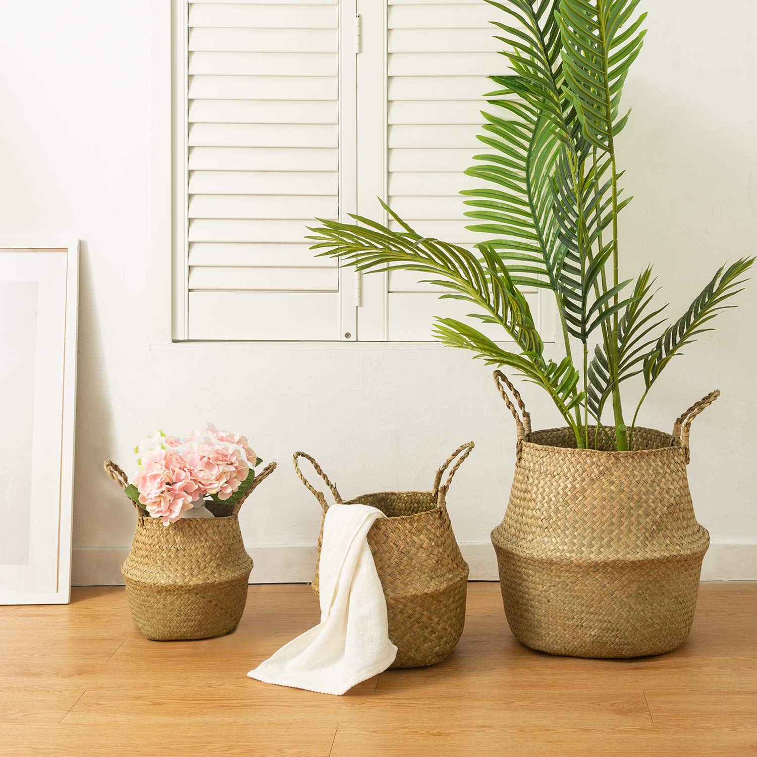 BrilliantJo basket with handles up for neat concealed storage benefit