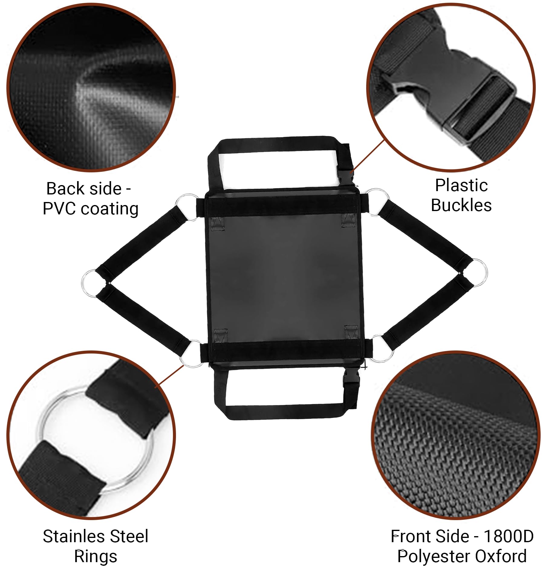 BRINGERPET PVC-backed underside detail that wipes clean and prevents bunching