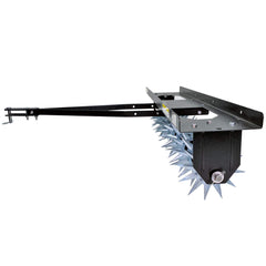 Close-up of Brinly 8-inch galvanized star with 3-D tines for stronger soil penetration