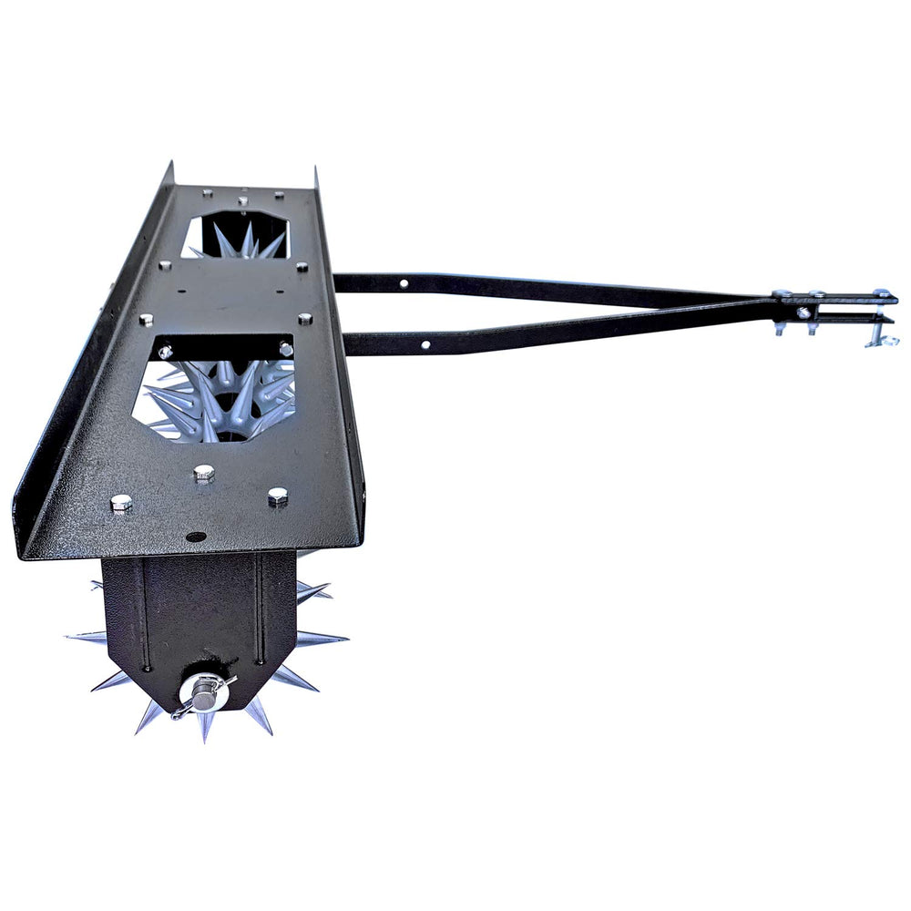 Brinly weight tray detail holding ballast to increase penetration in compacted soil