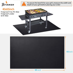 Brinman mat under charcoal grill catching ash and grease for safety