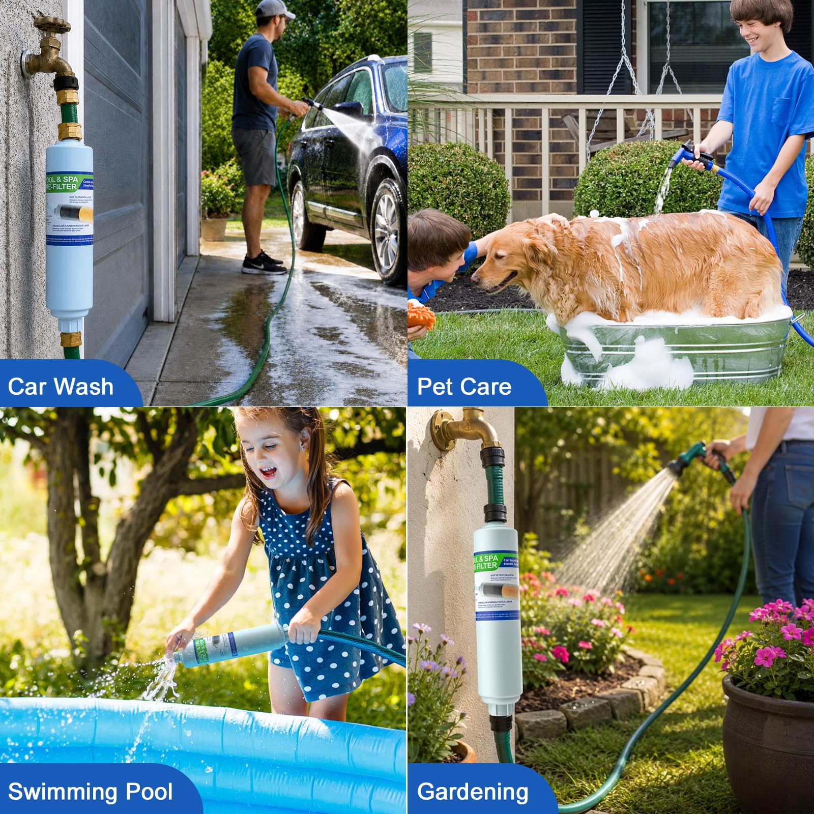 Brinquil in garden watering plants with reduced chlorine and sediments