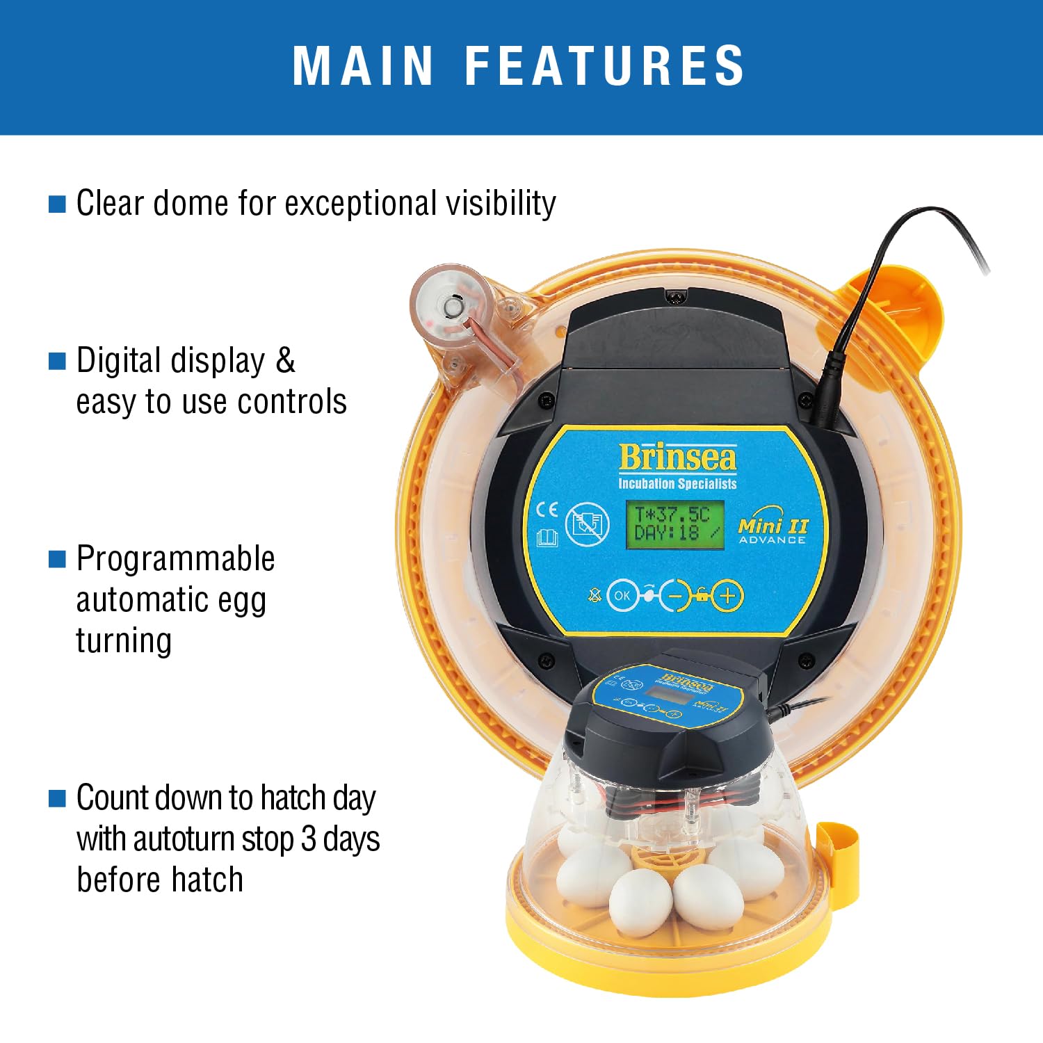 Brinsea Mini II clear dome detail offering easy visual monitoring benefit