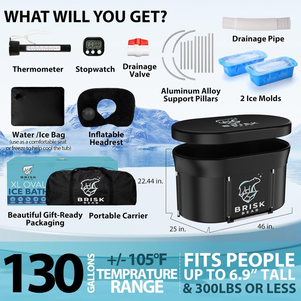 Brisk Bear reusable ice molds and water/ice bag shown for efficient cooling
