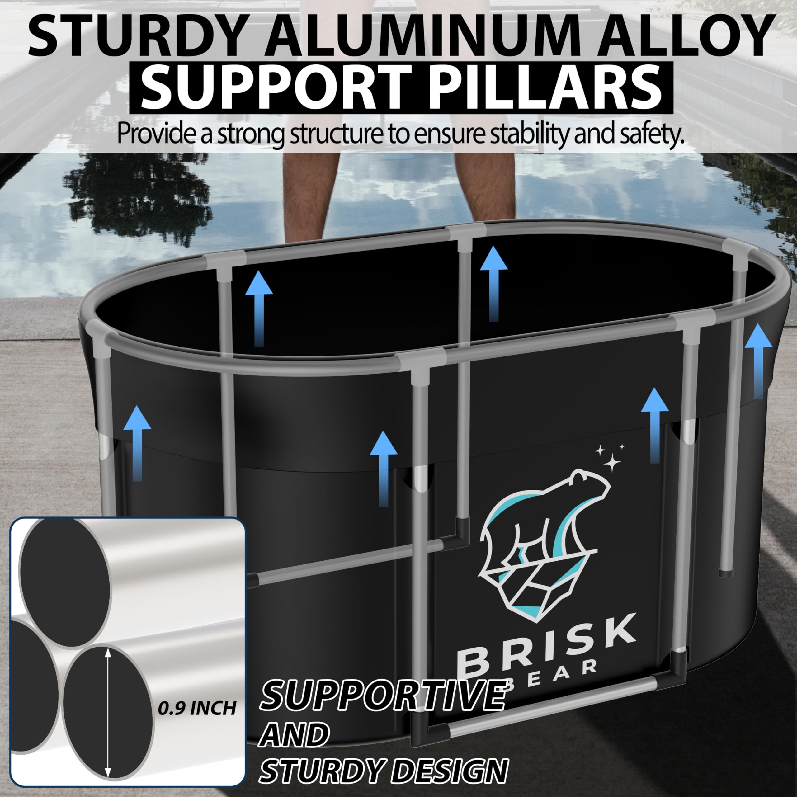Brisk Bear stability poles and reinforced base close-up for secure support