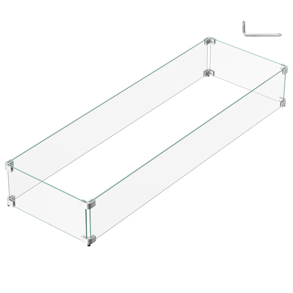 BriSunshine front view of tempered glass wind guard offering clear flame protection