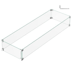 BriSunshine front view of tempered glass wind guard offering clear flame protection