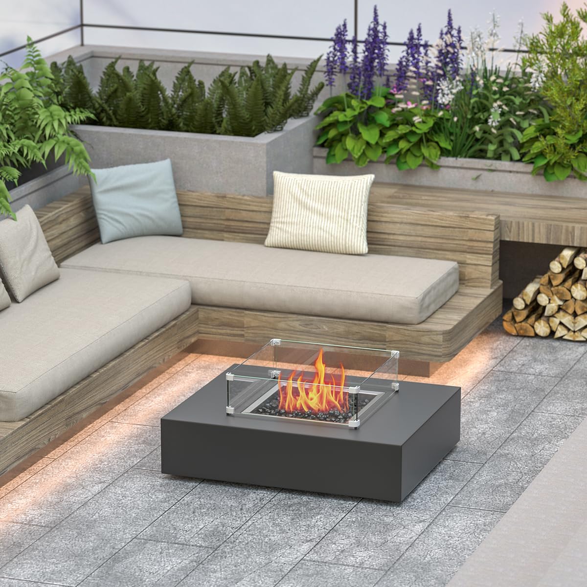 BriSunshine lifestyle evening scene showing steady flame and unobstructed view