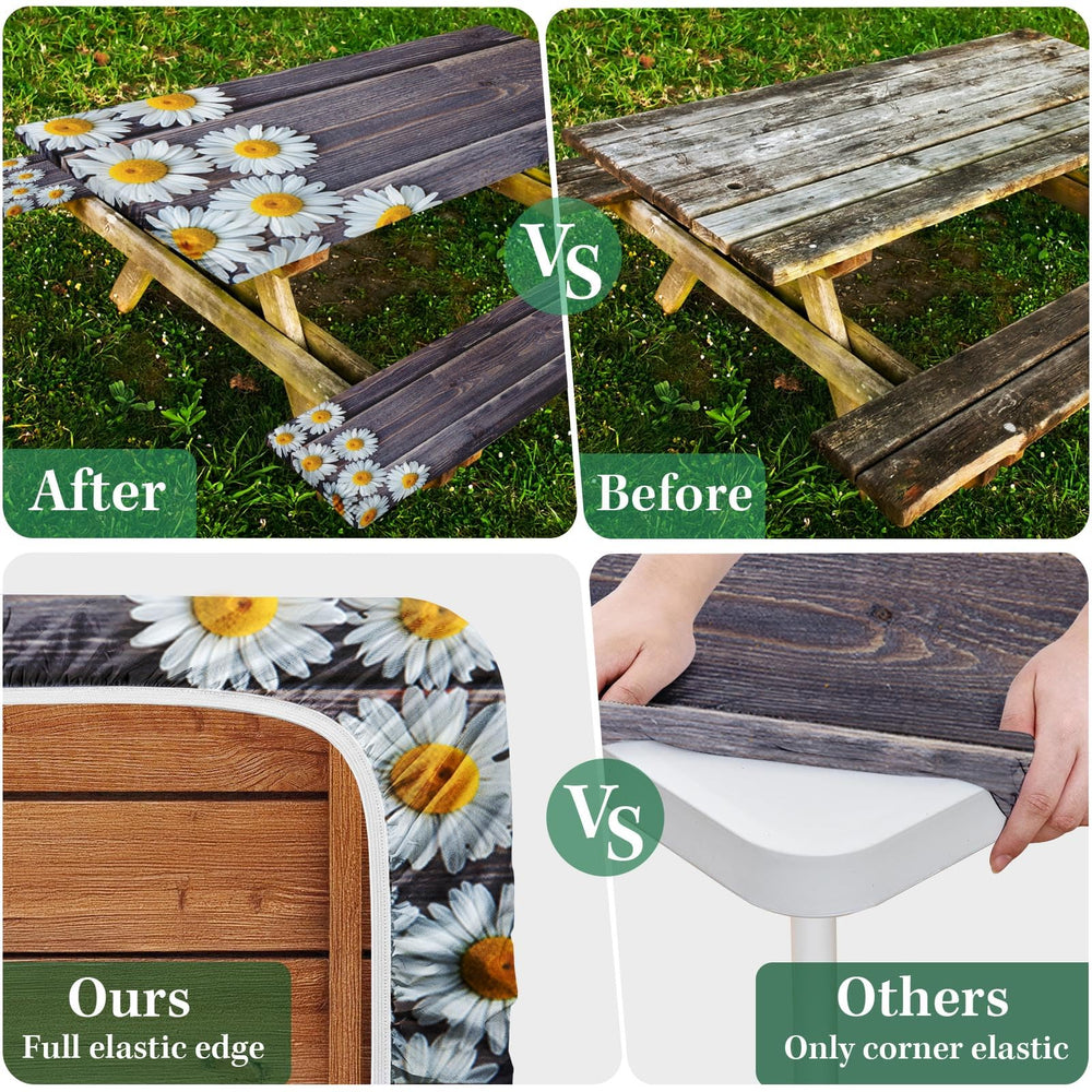 Britown chamomile bench cover elastic hem detail for secure windproof fit