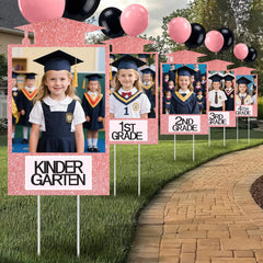 Briwooody front packaging showing 13 pink graduation signs, clear set contents