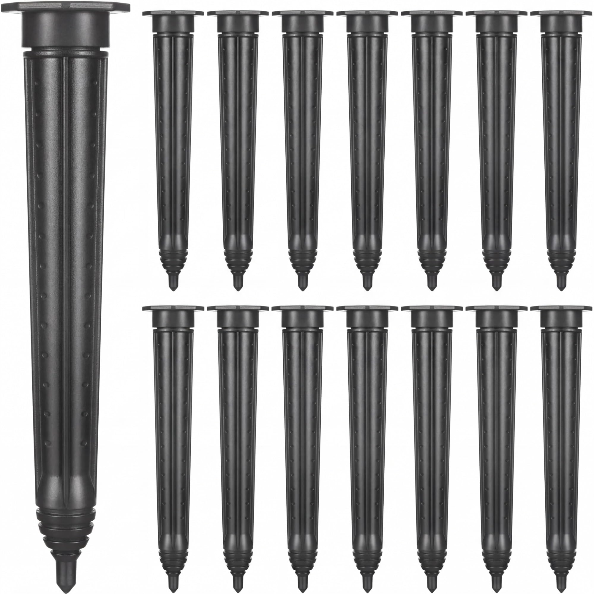 Briwooody front view of 15-pack stakes showing durable UV-protected ABS and pack benefit