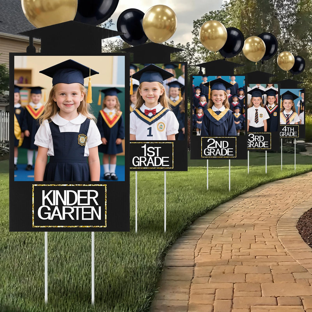 Briwooody front view of full K–12 yard sign set showing timeline benefit
