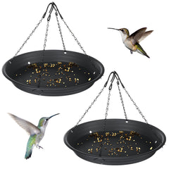 Briwooody front view of black hanging tray showing full platform and rim for tidier yards