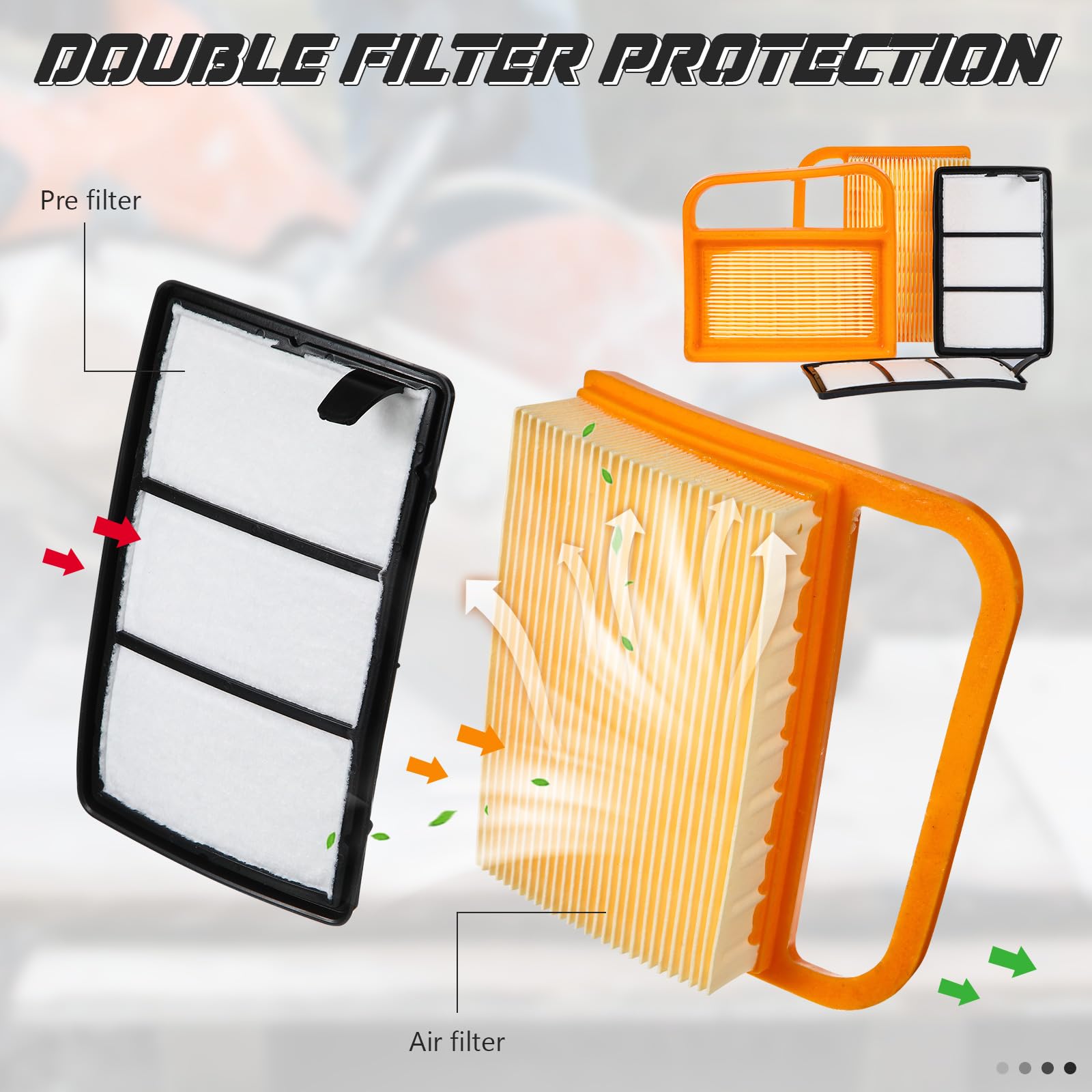 Briwooody filter installed in a Stihl cut-off saw, helps keep engine airflow consistent