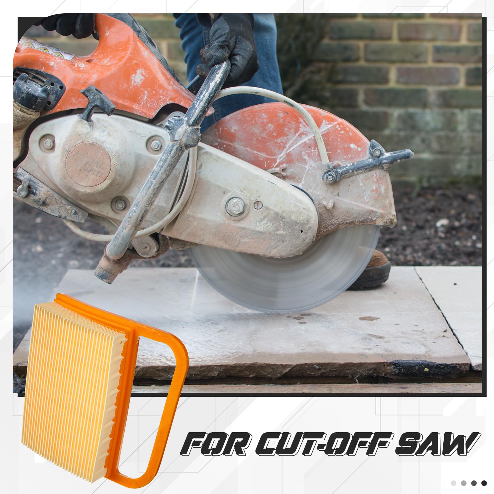 Briwooody filters on a construction site beside a saw, reduces downtime for pros