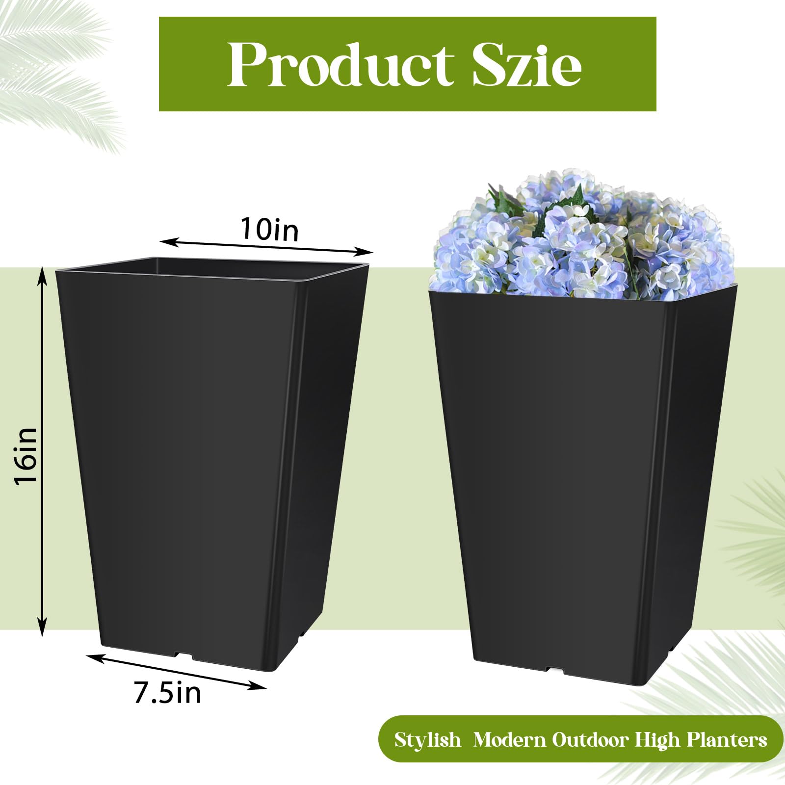 Briwooody planter in use with tall foliage demonstrating space for larger plants