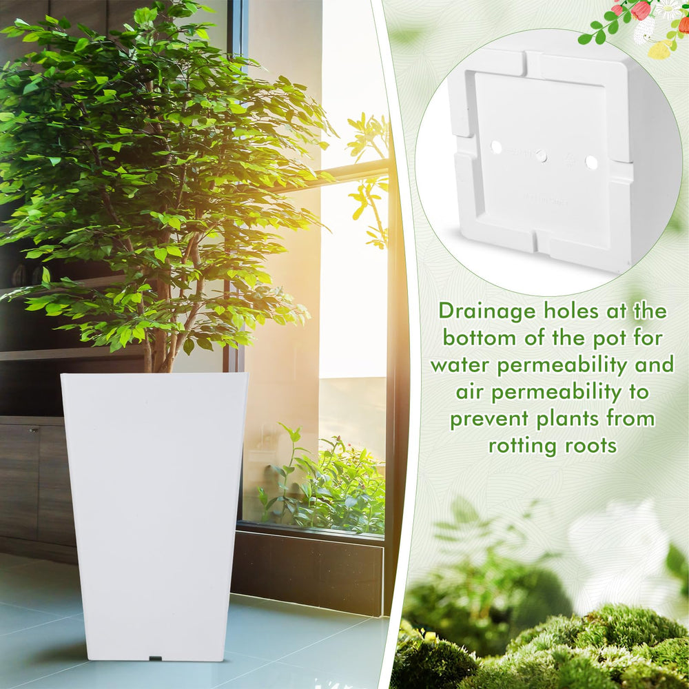 Briwooody planter next to ruler illustrating 15.75 inch height for plant sizing