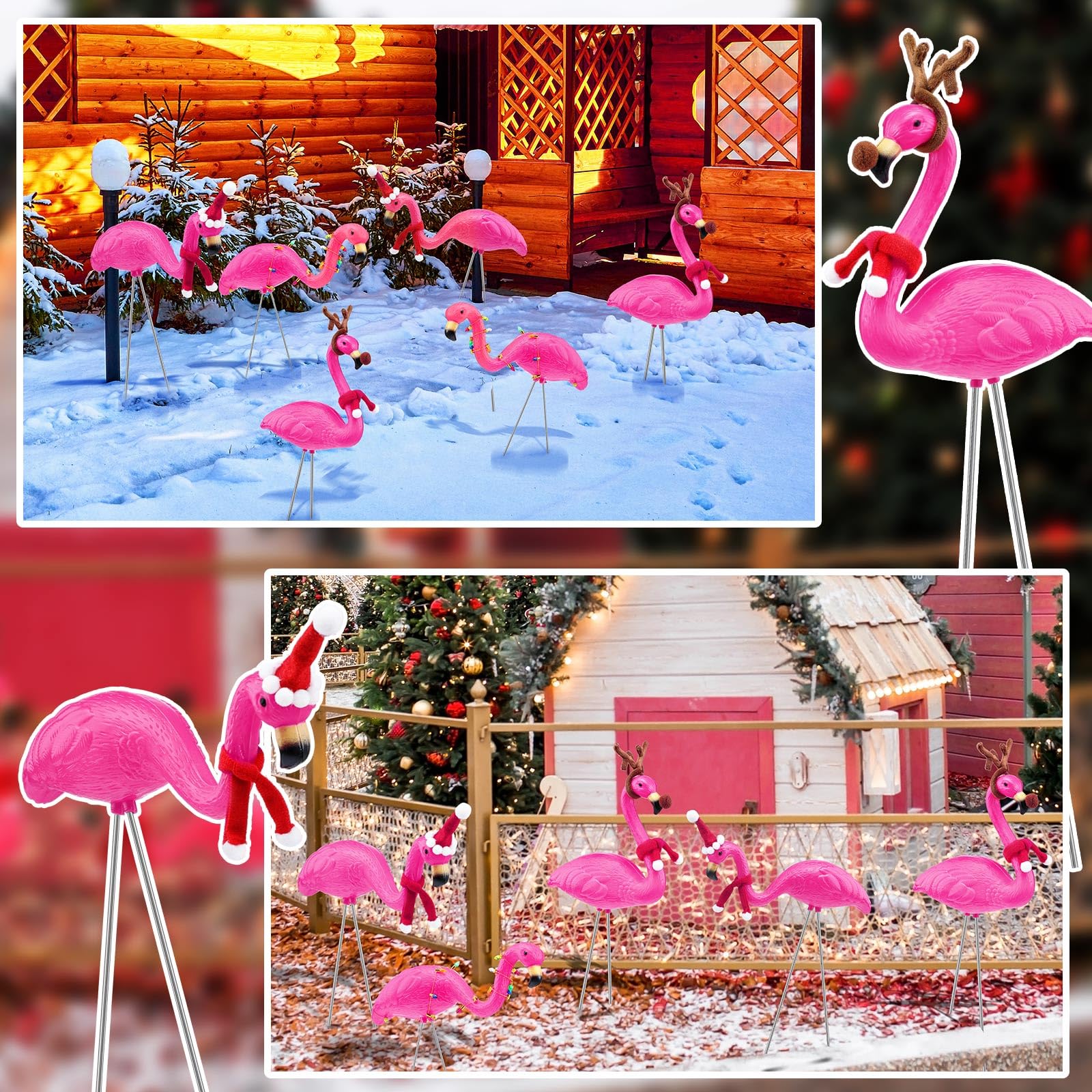 Briwooody flamingo beside a hand to show scale and easy placement in beds or pots