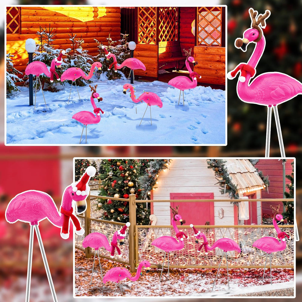 Briwooody flamingo beside a hand to show scale and easy placement in beds or pots