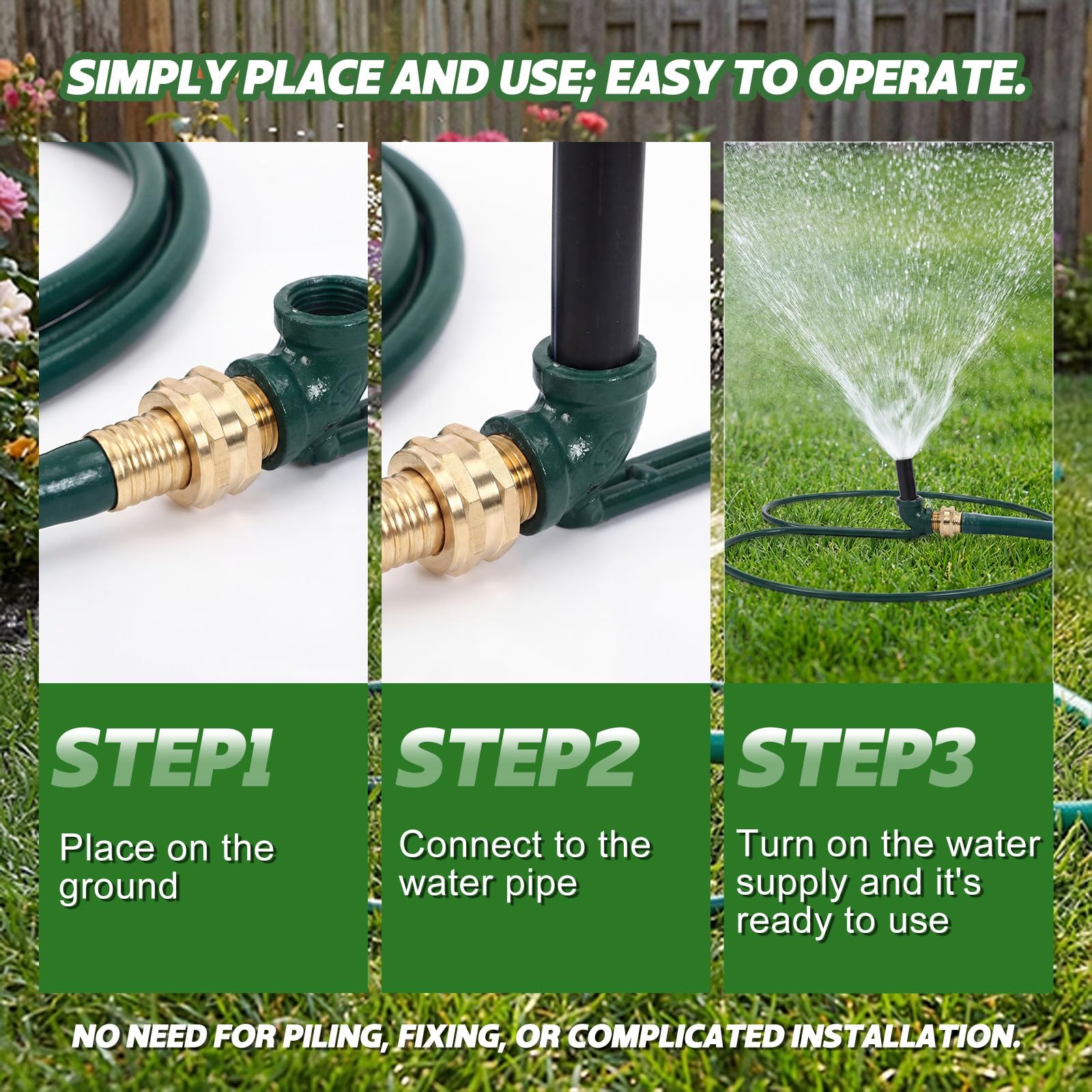 Briwooody installed sprinkler head on base for wobble-free watering