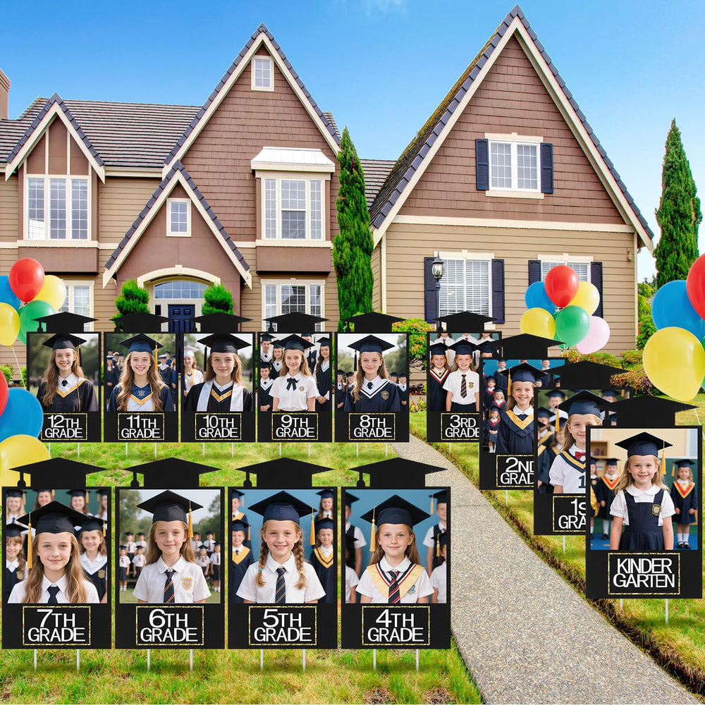 Briwooody yard display lined along driveway providing memorable celebration display