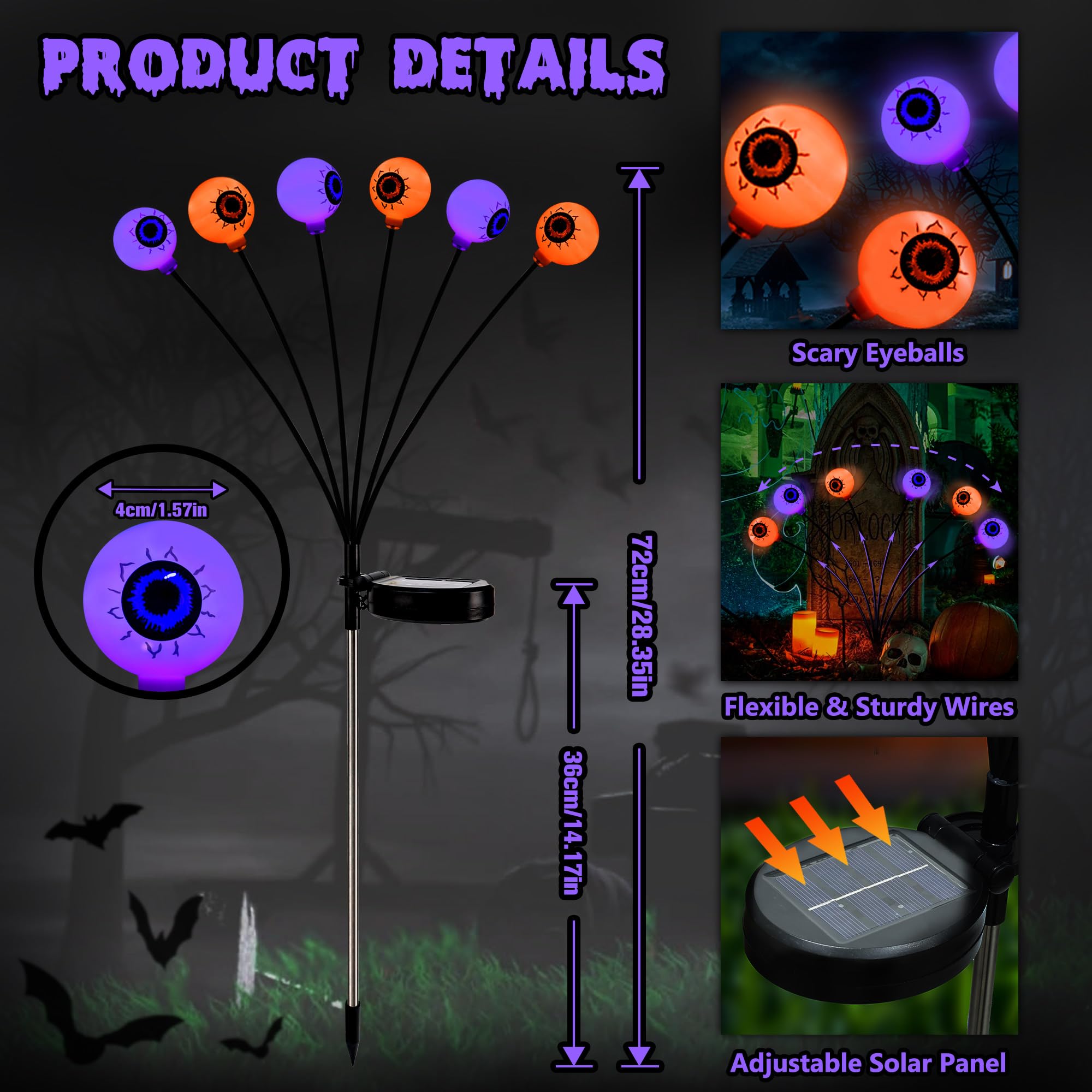 BrizLabs nighttime pathway lit by eyeball lights creating eerie atmosphere