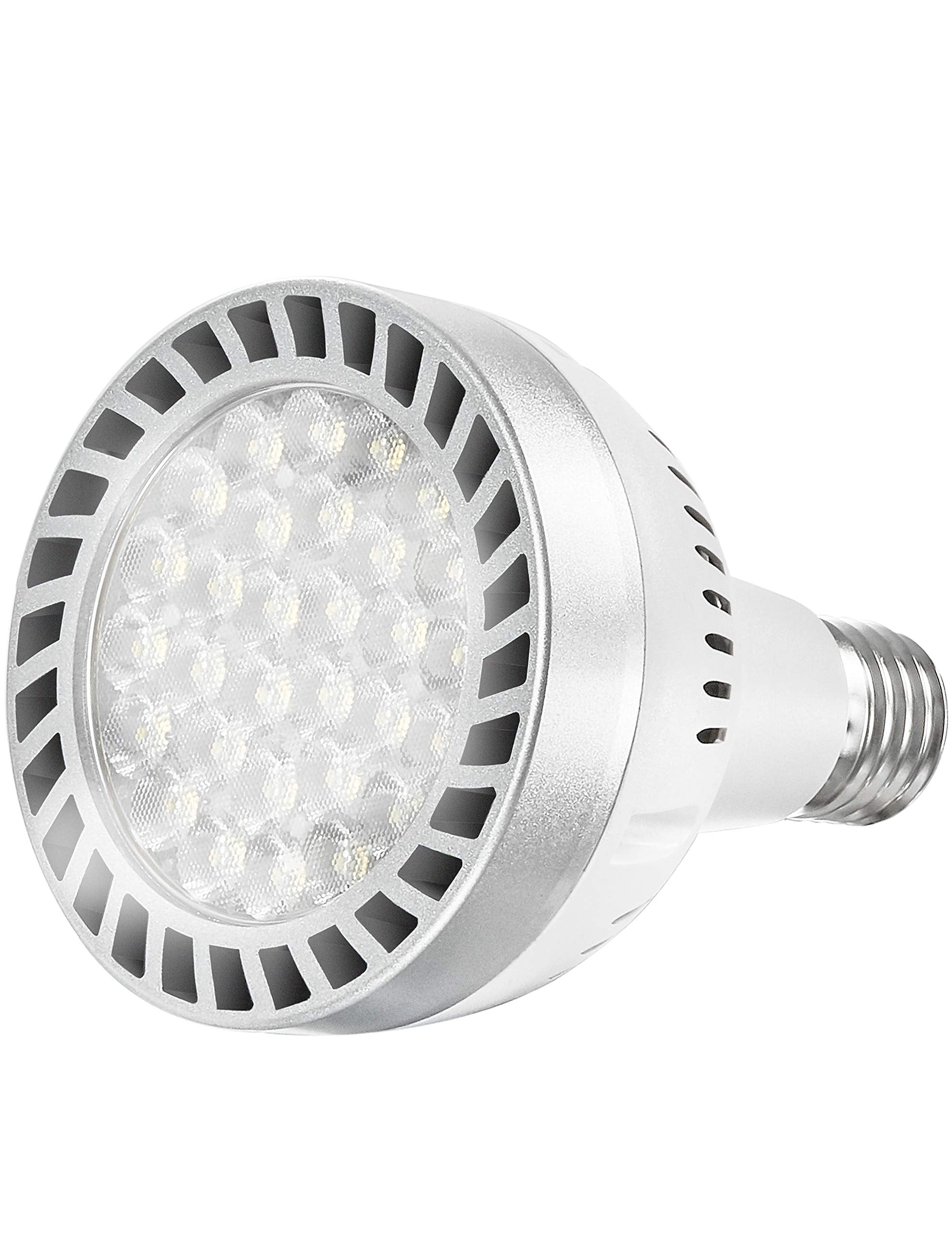 Broadroad front view of LED pool bulb showing bright lens and durable housing enhance visibility