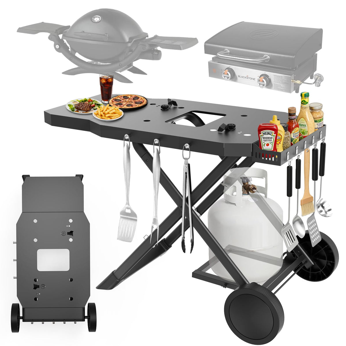 Broil-X front view assembled grill stand showing stable support and workspace
