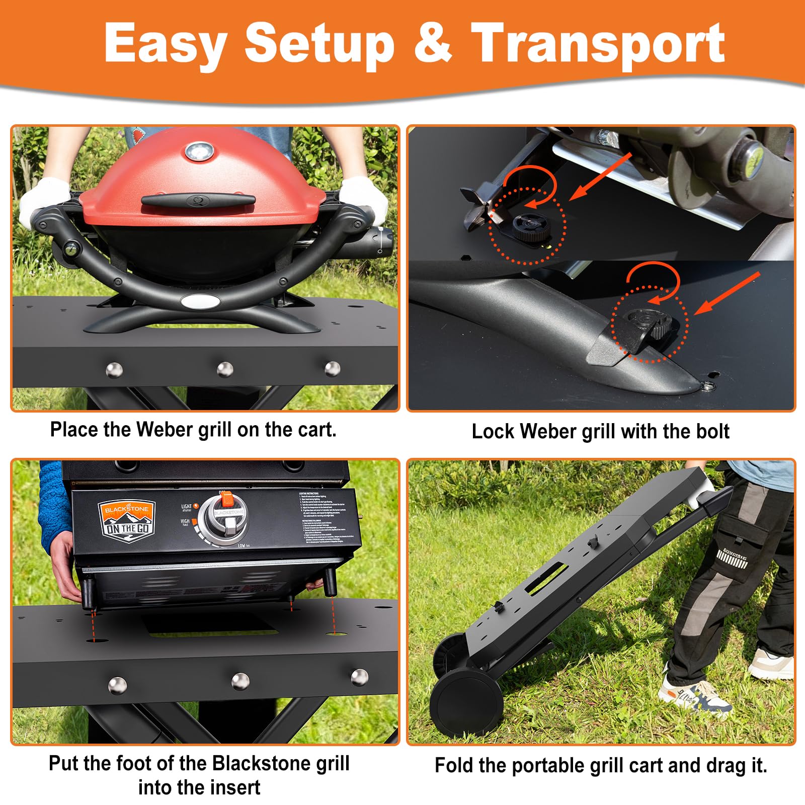 Broil-X lifestyle backyard cooking setup showing portable cart in context