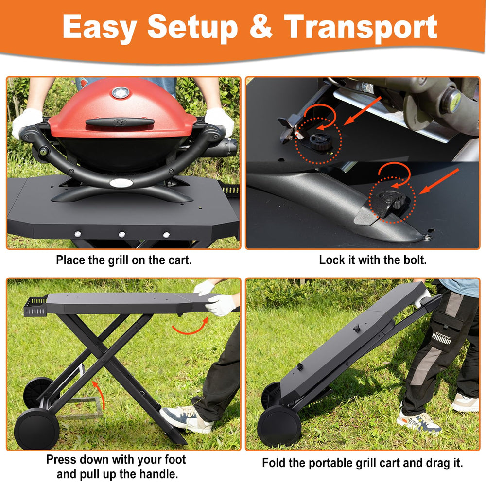 Broil-X lifestyle tailgate setup showing ready-to-grill convenience and prep area