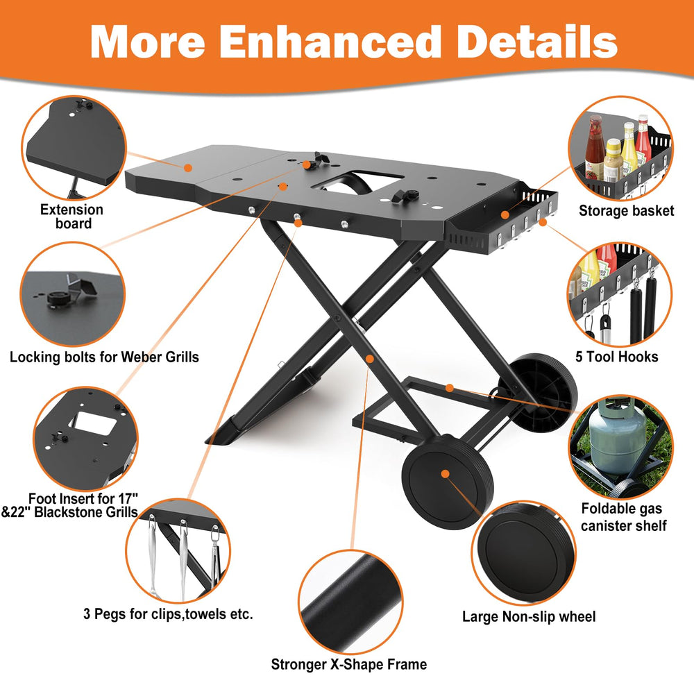 Broil-X side extension board providing extra prep surface and convenience