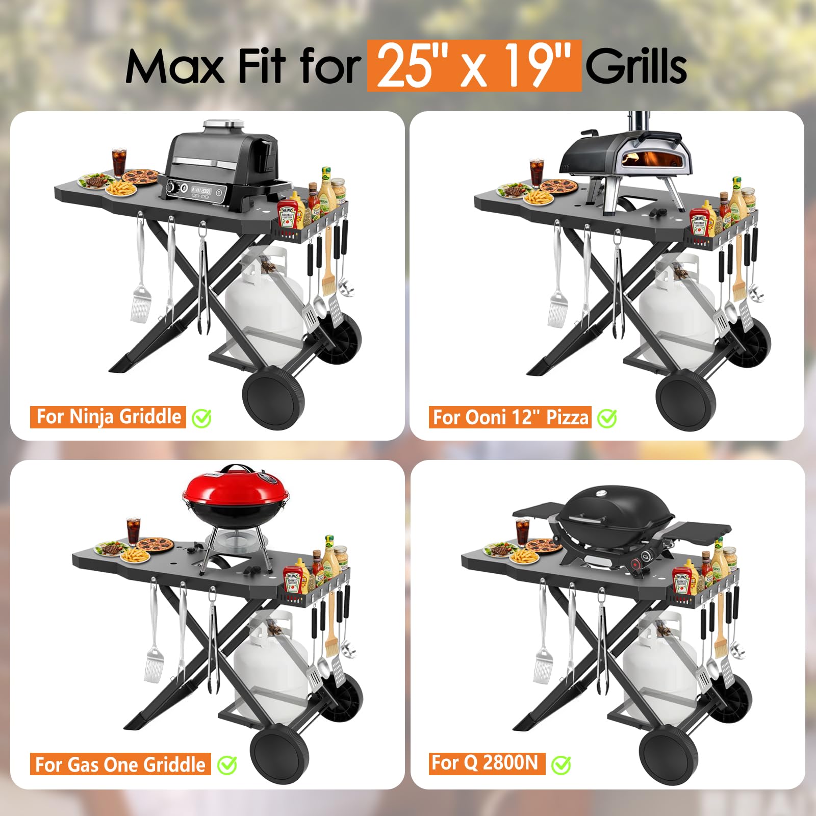 Broil-X spice basket and tool hooks organized for efficient meal prep