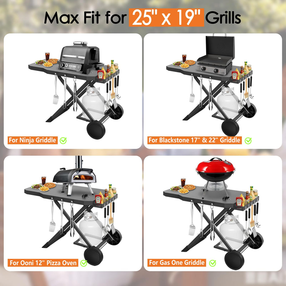 Broil-X spice basket and hooks showing organized storage for sauces and tools