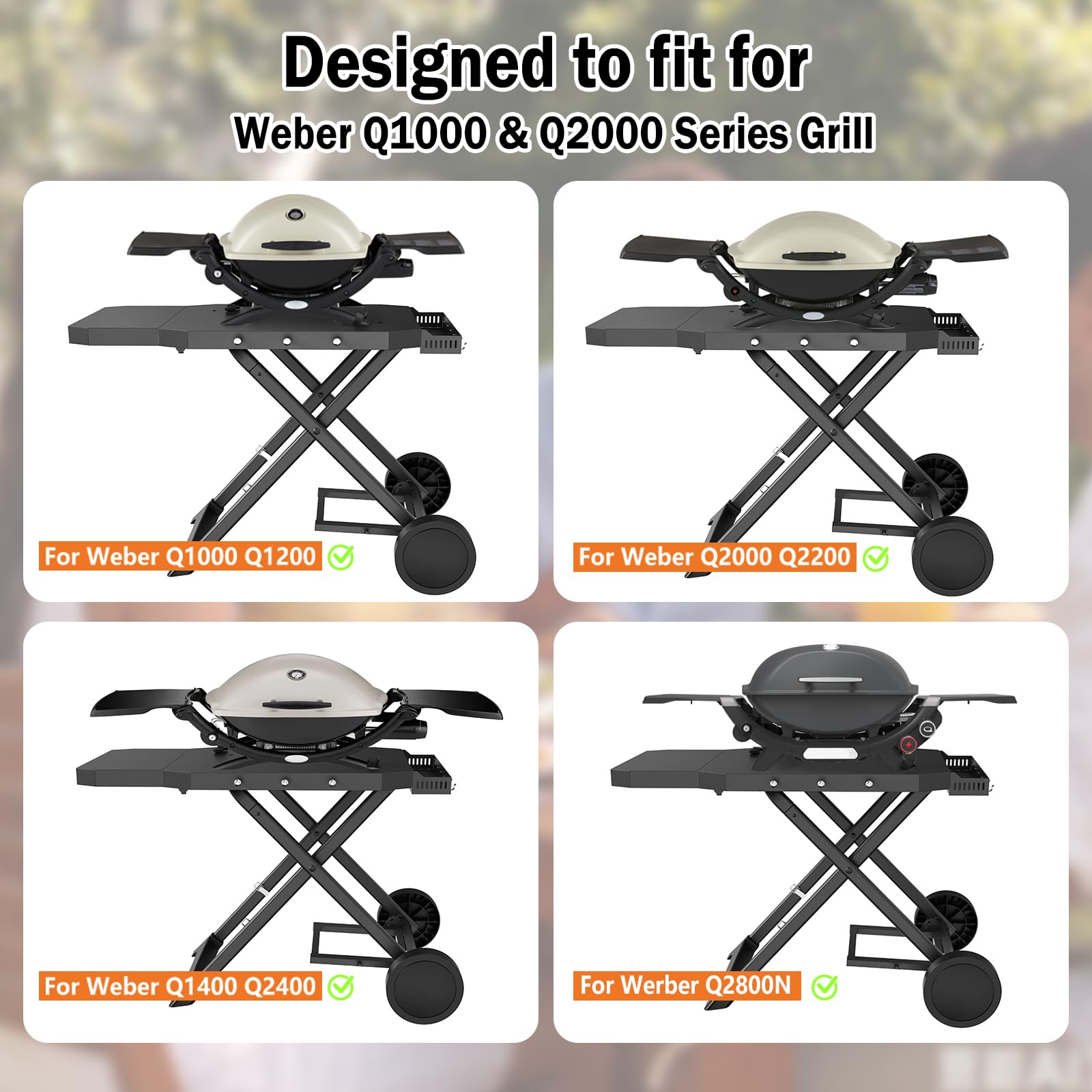 Broil-X wheels and X-frame close detail showing easy mobility and stable support