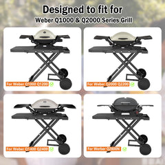 Broil-X wheels and X-frame close detail showing easy mobility and stable support
