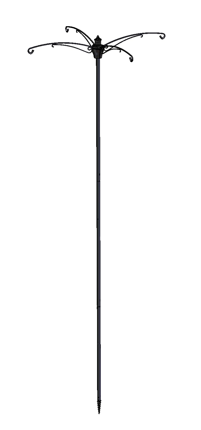 Brome BirdsUP Versa Pole assembled front view showing arms and hub, stable multi-feeder display