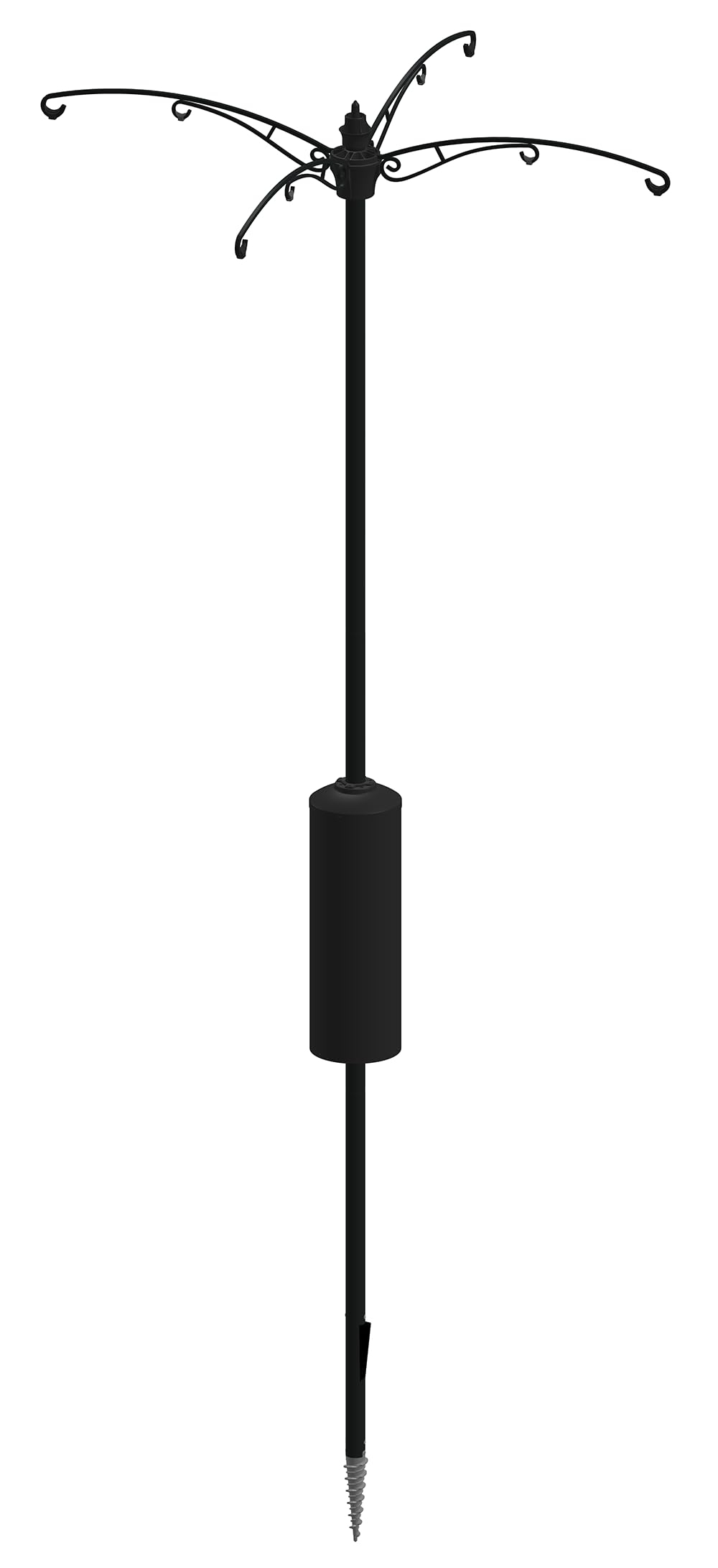 Brome Guardian Pole front view showing arms and baffle protecting feeders