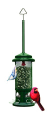 Brome Squirrel Buster front view showing garden green housing and seed capacity benefit