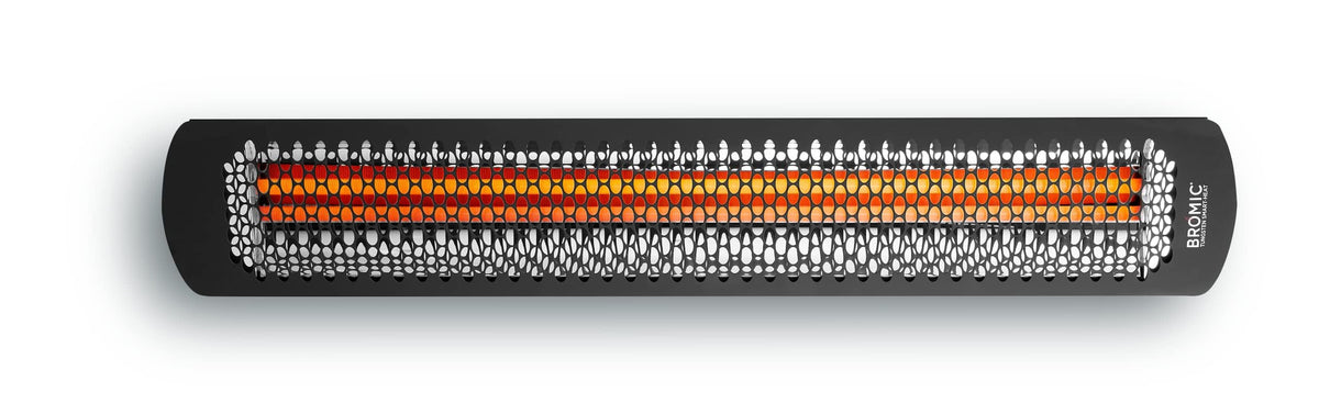 Bromic Heating front view showing sleek black finish and modern profile for stylish patios