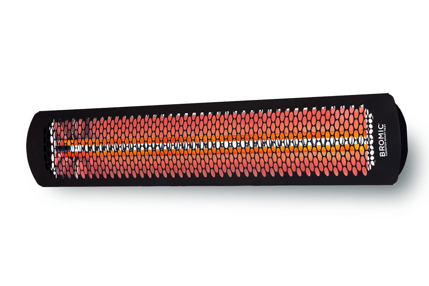 Bromic Heating close-up of frosted infrared tube element highlighting focused warmth delivery