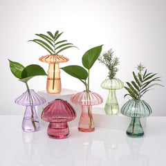 BROPGOD front view of mushroom glass vases showing colorful set and elegant design benefit