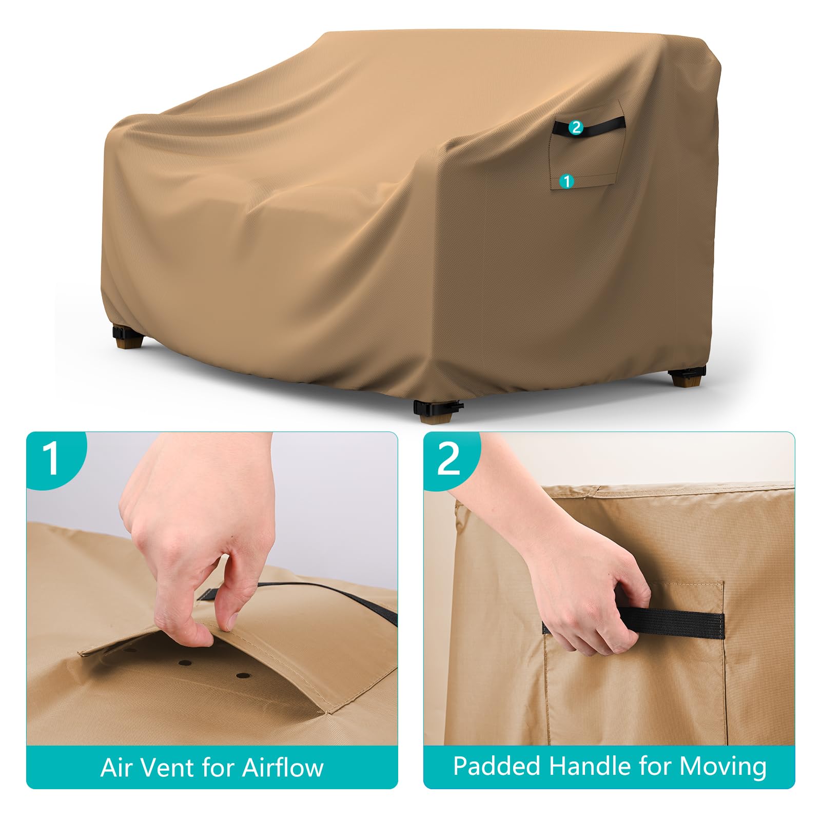 BROSYDA buckle and elastic straps securing cover against wind
